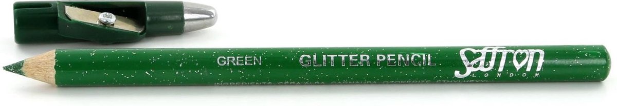 Saffron Glitter Oogpotlood - Green (met puntenslijper)