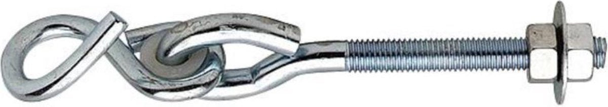 1x stuks schommelhaken / bevestigingshaken staal verzinkt 180 x 11 mm - voor ophangen en bevestigen van touw / voorwerpen - schommelhaken / krulhaak
