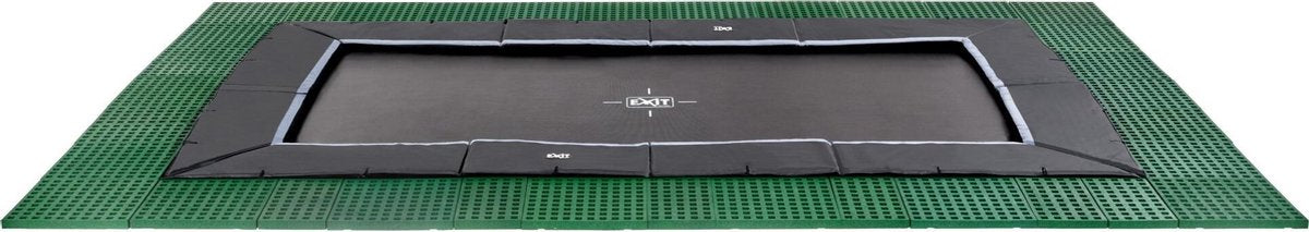 EXIT Dynamic groundlevel trampoline 305x519cm met Freezone veiligheidstegels - zwart
