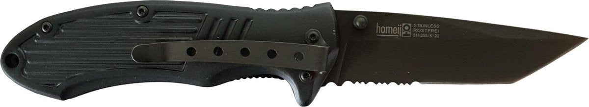 Homeij BearLock Zakmes - RVS / Titanium - Zwart
