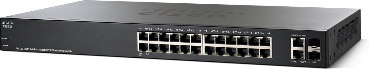 Cisco Small Business SG220-26P Managed L2 Gigabit Ethernet (10/100/1000) Power over Ethernet (PoE) Zwart