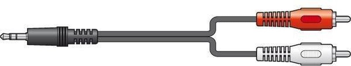 Telefoonkabeltje 2x RCA / Tulp - 1x 3.5mm Jack 2.5m Aux Audio