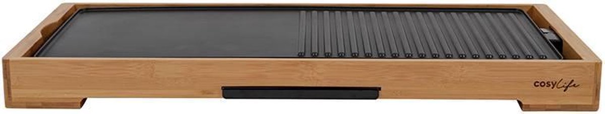 COSYLIFE by ELECTRO DEPOT - CL-PLB - Plancha Bambou - 2200W - 6 à 8p - Blakplaat: 60x25cm
