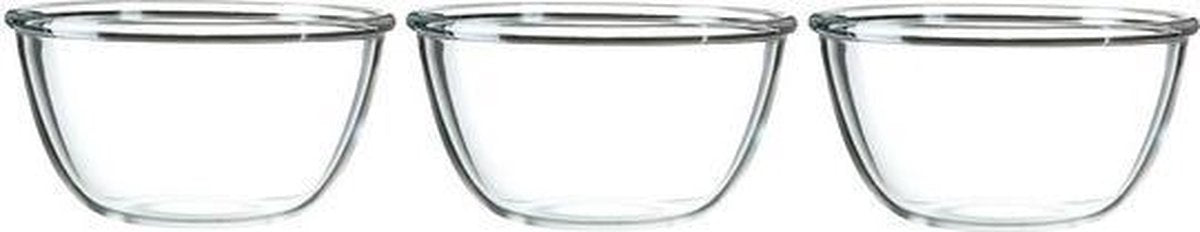 3x Salade schalen/slakommen van glas 24 cm - Schalen en kommen - Keuken accessoires
