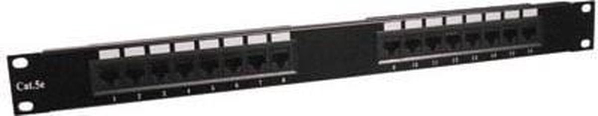 Basic 1U Patch Paneel UTP 19 inch 16 poort RJ45 cat.5e LSA en 110 blokmontage