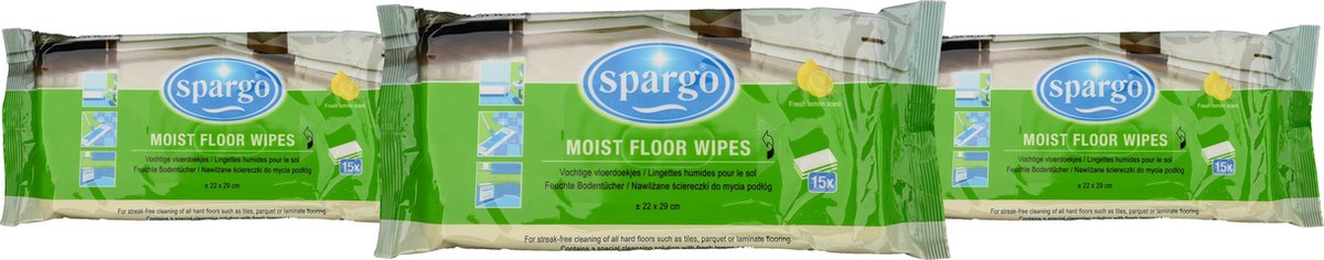 Spargo 3x Moist vloer doekjes 3x15 stuks 22x29 cm fresh lemon