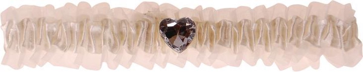 Kousenband ivoor met strass hartje