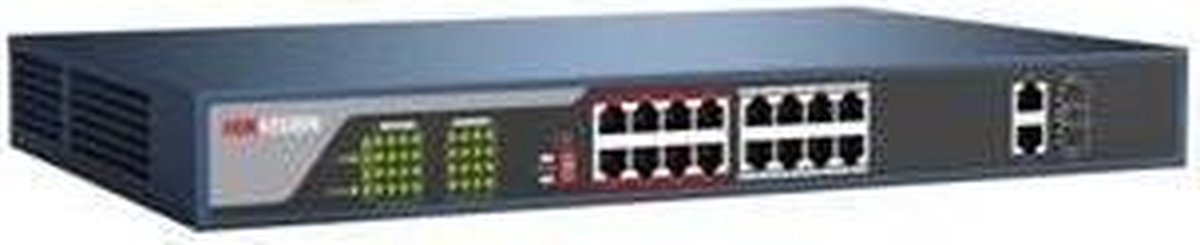 Hikvision Digital Technology DS-3E0318P-E netwerk-switch Unmanaged Fast Ethernet (10/100) Zwart 1U Power over Ethernet (PoE)