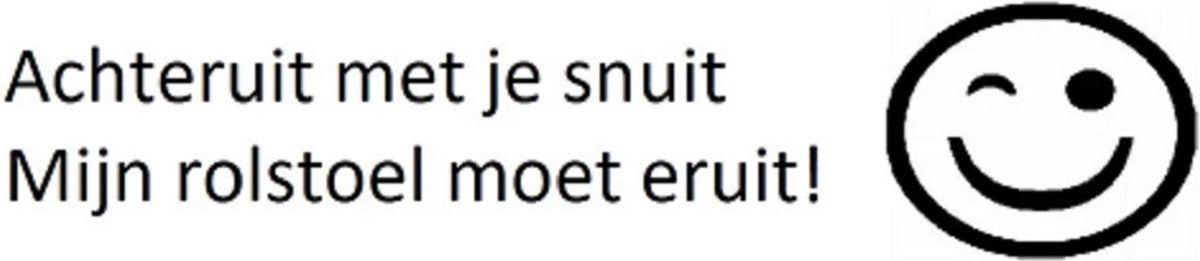 zwart achteruit met je snuit autosticker rolstoel sticker handicap rolstoelsticker afstandhouden mindervalide  auto fun