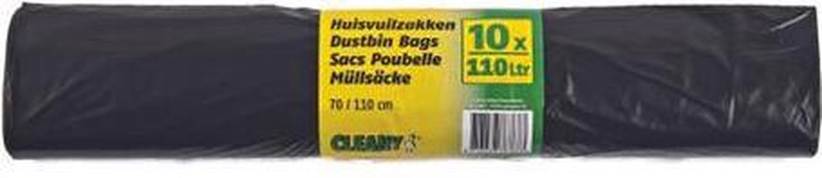 Vuilniszakken - 110 L - Zwart - 10/Rol