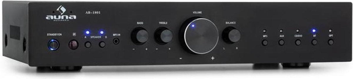auna AV2-CD608BT hifi-stereo-versterker - Bluetooth - LED-controlelampjes - Digitale optische ingang - 4 x 100 watt RMS - frontplaat van aluminium