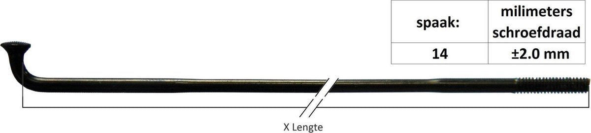 Spaak 14-270L RVS race zwart met nippel p/100