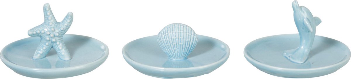 J-Line Juwelenhouder Porselein Blauw Assortiment Van 3