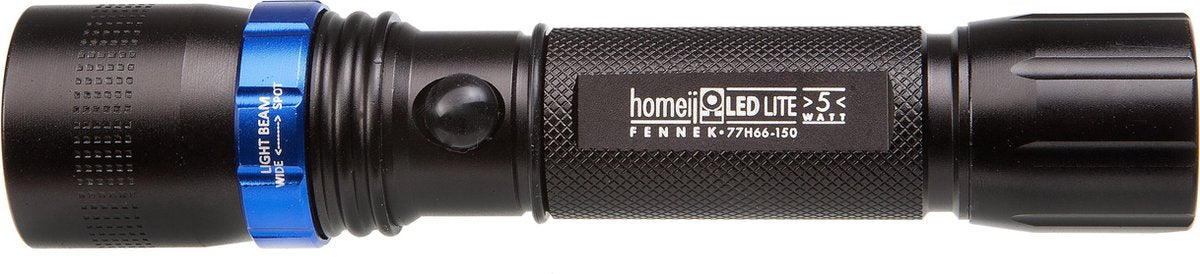 Homeij LED-lite Fennek - Zaklamp - Oplaadbaar - Aluminium - Zwart