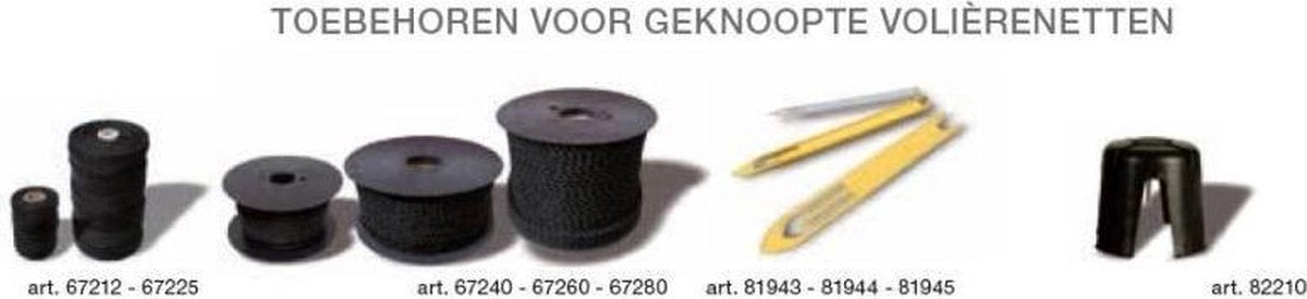Toebehoren voor geknoopte volierenetten; Vermaakgaren PE 1.2 mm - bobijn ca 1 kg - zwart