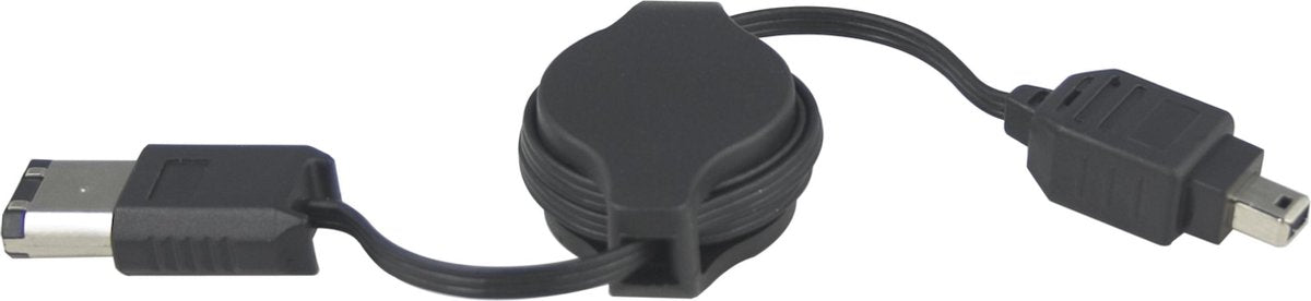 DELTACO RCF-101 Oprolbare Firewire-kabel 6-pins-4-pins connectoren - 80cm - Zwart