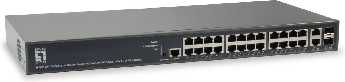 LevelOne GEP-2681 Managed L3 Gigabit Ethernet (10/100/1000) Zwart Power over Ethernet (PoE)