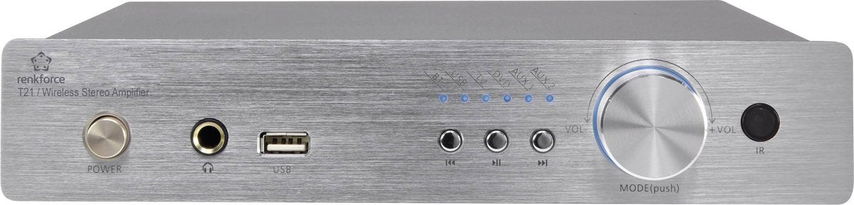 Renkforce T21 Stereoversterker 2 x 50 W Aluminium Bluetooth