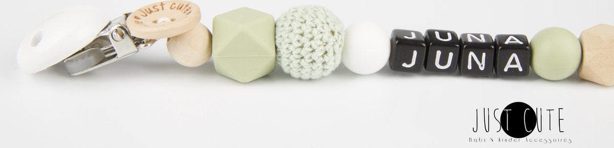 Speenkoord met naam - Just Cute - groen - mint - meisje - kraamcadeau - Juna