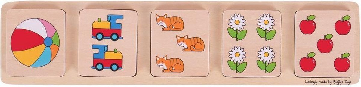 Bigjigs houten vormenpuzzel tillen en matchen Getallen - 5 stukjes