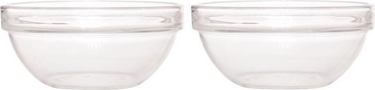 2x Salade schalen/slakommen van glas 20 cm - Schalen en kommen - Keuken accessoires