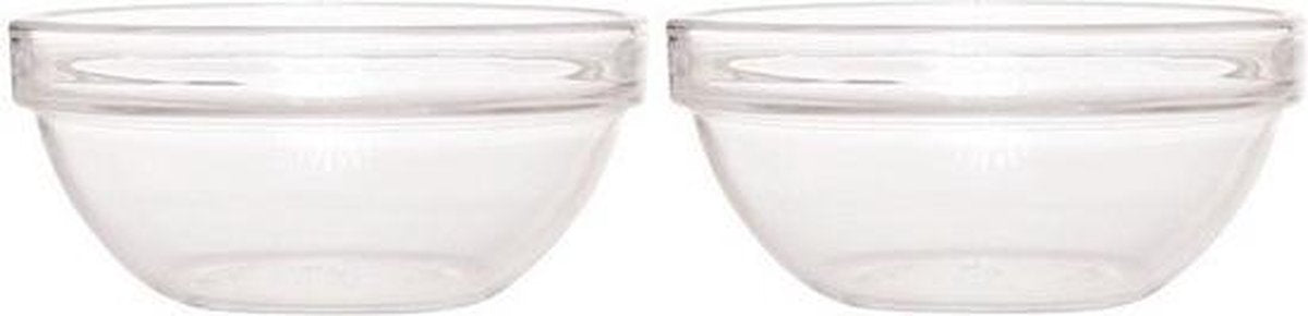 2x Salade schaaltjes/slakommetjes van glas 12 cm - Schalen en kommen - Keuken accessoires