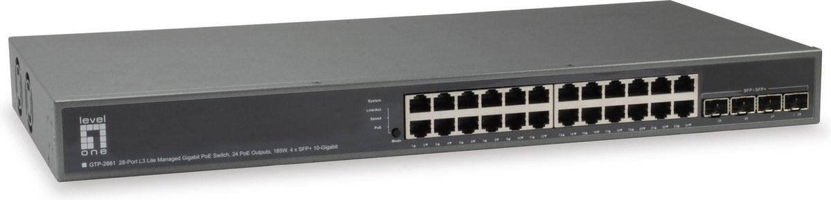 LevelOne GTP-2881 Managed L3 Gigabit Ethernet (10/100/1000) Zwart Power over Ethernet (PoE)