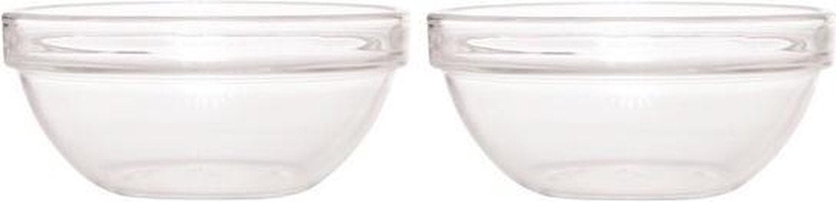 2x Salade schalen/slakommen van glas 26 cm - Schalen en kommen - Keuken accessoires