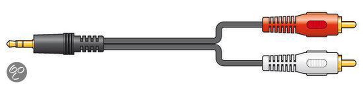Audiokabel: 2x RCA / Tulp - 1x 3.5mm Jack 1.5m