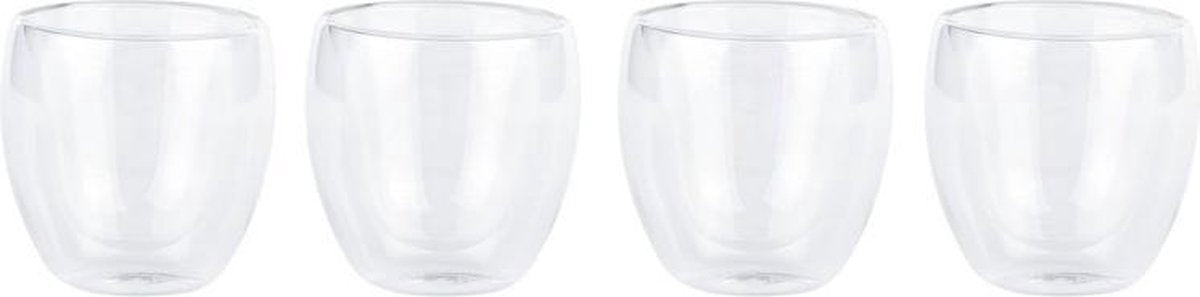 Thermoglazen - ERNESTO® - Espresso - dubbelwandig - ca 67 ML - 4 stuks - handgemaakt en mondgeblazen