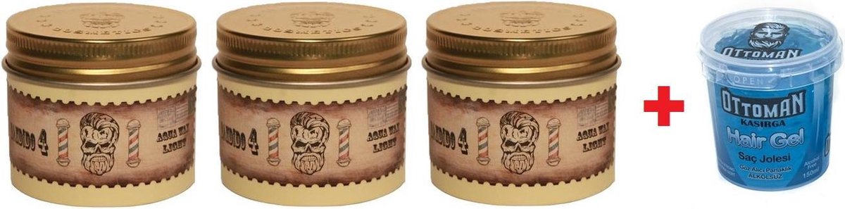 3-pack Bandido Aqua Hair Wax Light 4 125ml + GRATIS Ottoman Ultra Strong Hair Gel - Voordeelverpakking - Professionele Haarwax