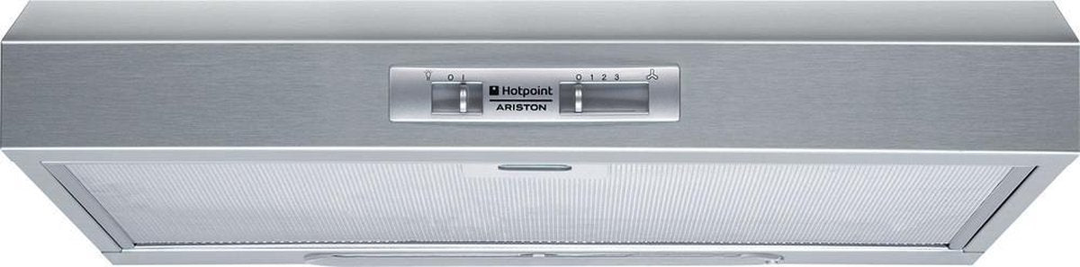 HOTPOINT HSL66FLSX Kap met vizier - 336 m3 lucht / h max - 74 dB max - 3 snelheden - L 60 cm - roestvrij staal