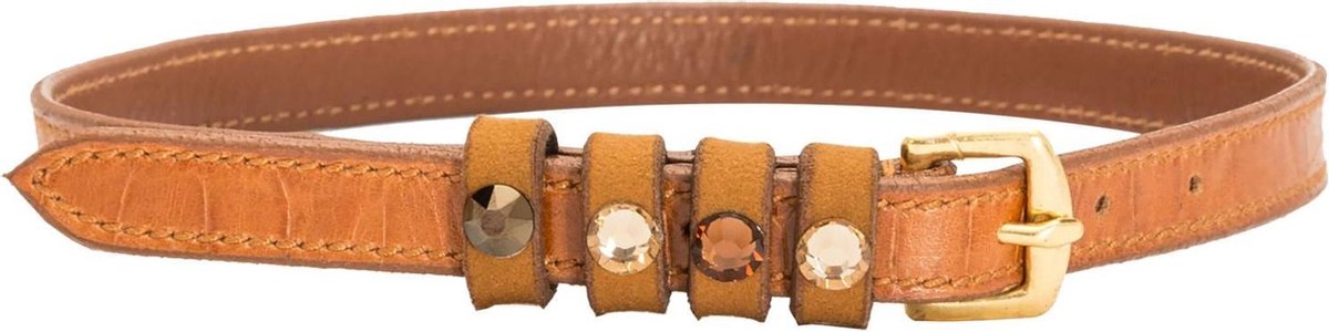 RelaxPets - Imperial Riding - Sporenriempjes - Kwaliteitsleer - Crocoleer - Strass Steentjes - Brown Cognac - 52 cm