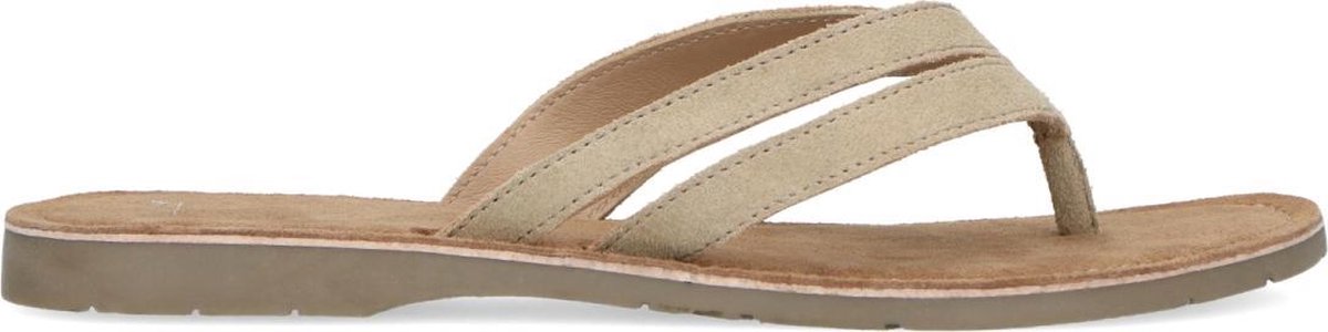 Manfield - Dames - Beige suède slippers - Maat 39