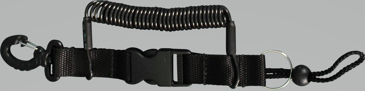Procean spiraalsnoer zwart 1.8 met haak en splitring