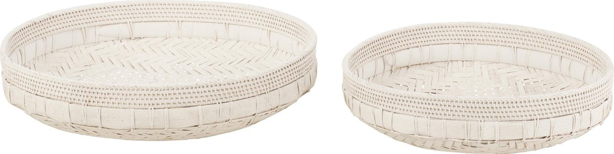 J-Line Set Van 2 Schalen Rond Rotan Wit