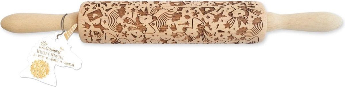 Scrapcooking - Embossing Rolstok - Unicorn - 39cm|Koekjes deegroller met eenhoorn print