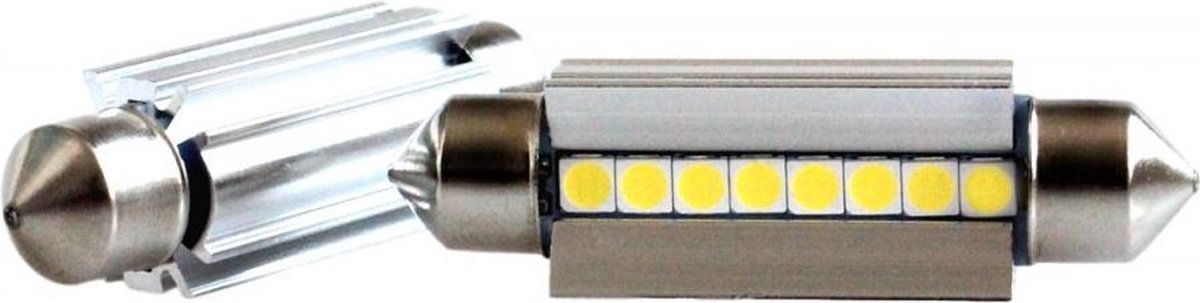 C5W autolamp 2 stuks | LED festoon 42mm | 8-SMD 2.3W - 6000K - heatsink | CAN-BUS 12 V DC