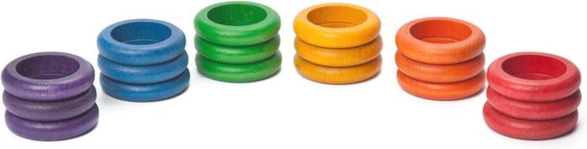 Grapat Houten Speelgoed 18 x Ringen (6 kleuren)