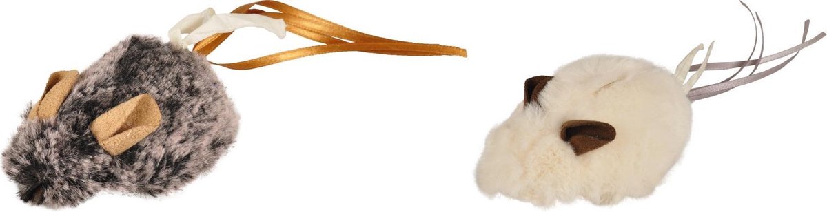 Muis in pluche met geluid en lichtoogjes - set van 2 stuks