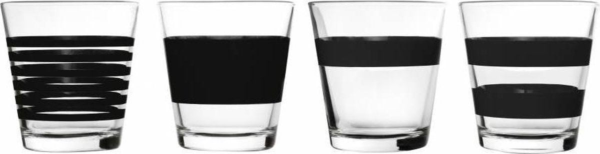 S&P STRIPES drinkglas 265 ml (zwart) set/4