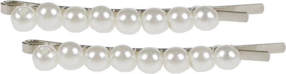 Schuifspeldjes zilver met pareltjes kort