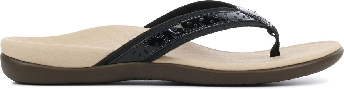 Vionic Vrouwen Textiel Gebloemd Slippers / Damesschoenen Casandra - Zwart - Maat 43