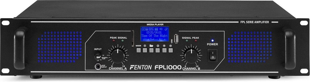 Versterker - Fenton FPL1000 digitale klasse-D versterker 2x 500W met Bluetooth en mp3 speler