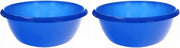2x Kunststof afwasteil / handwas camping - 8 liter - blauw - ronde afwasteiltjes / afwasbakken
