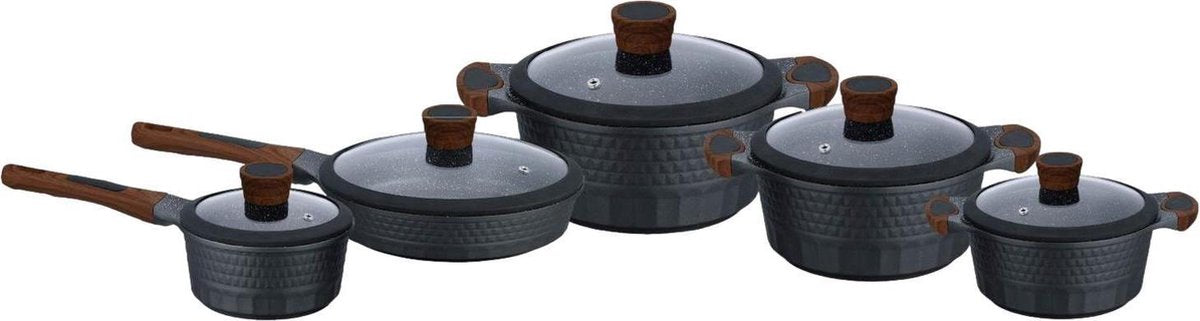 Edënbërg Black Line - 10-delige Luxe Pannenset van Gesmeed Aluminium