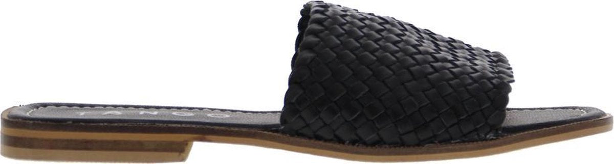 Tango | Lana 1-a black woven slipper - natural outsole | Maat: 38