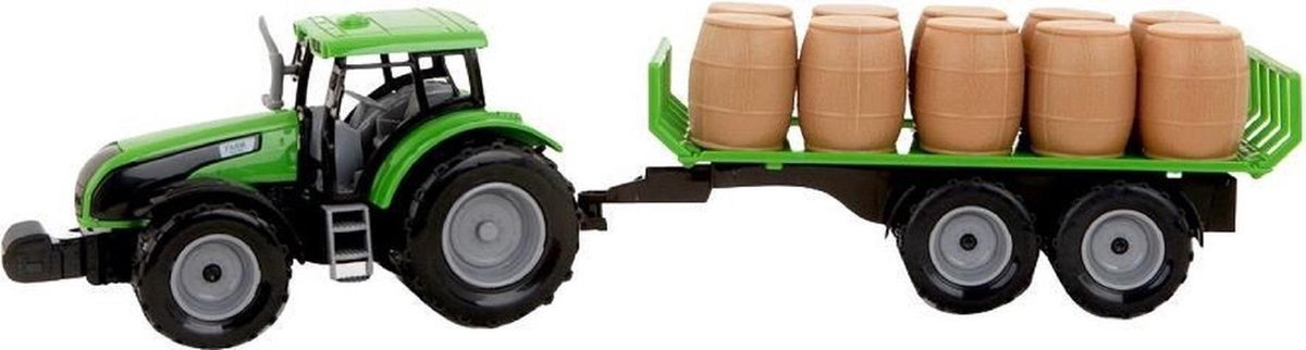 Tractor met aanhanger - 43 cm - Frictie - Groen