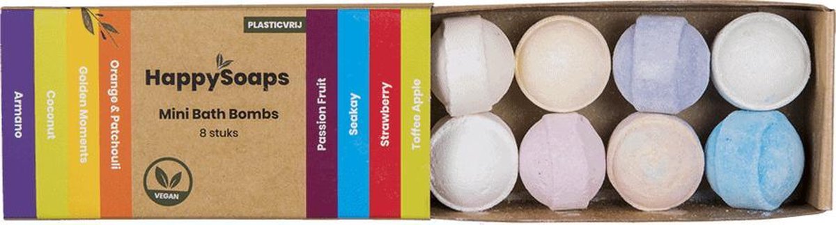 Happy Soaps - Mini Bath Bombs – Tropical Fruits-8 stuks