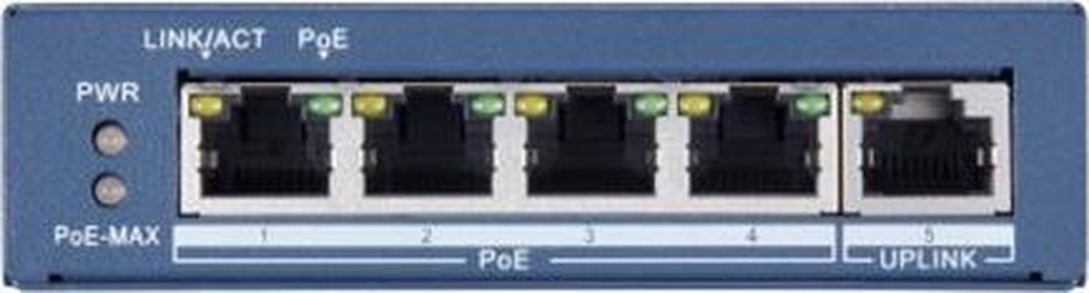 Hikvision Digital Technology DS-3E0505P-E netwerk-switch Unmanaged Gigabit Ethernet (10/100/1000) Blauw Power over Ethernet (PoE)